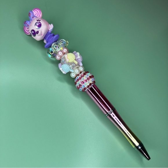 Handmade Beaded Pen Disney Doorables Mad Tea Party Minnie Mouse Kawaii Cutecore - Picture 3 of 4